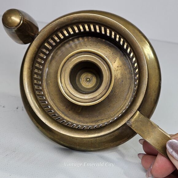 Vtg Antique Brass Chamberstick Rare Candle Holder W Handle Tapered Candelabra - Picture 12 of 13